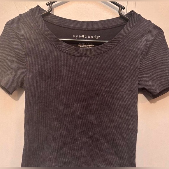 Grey Ribbed Crop Top - Picture 2 of 5